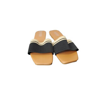 Yasinanx women's black and beige slip on sandals size 43